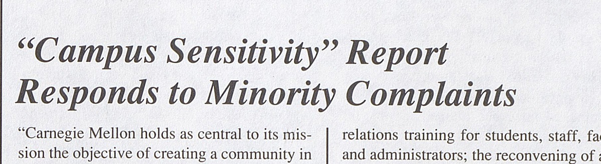Campus Sensitivity Report in newspaper clipping