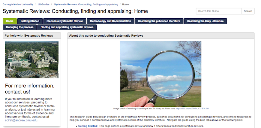 Screenshot of Research Guide