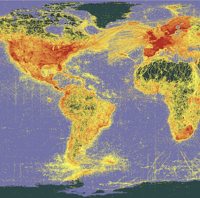 Map illustrating digital records of species occurrences
