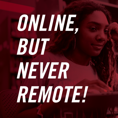 Online, but Never Remote! logo
