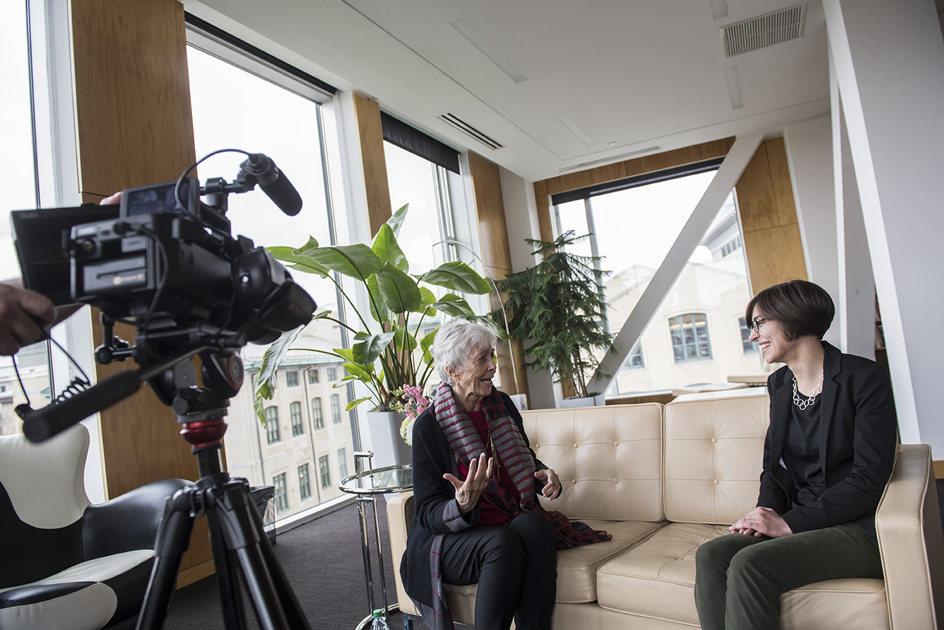 Image of Katherine Barbera interviewing Pamela McCorduck.