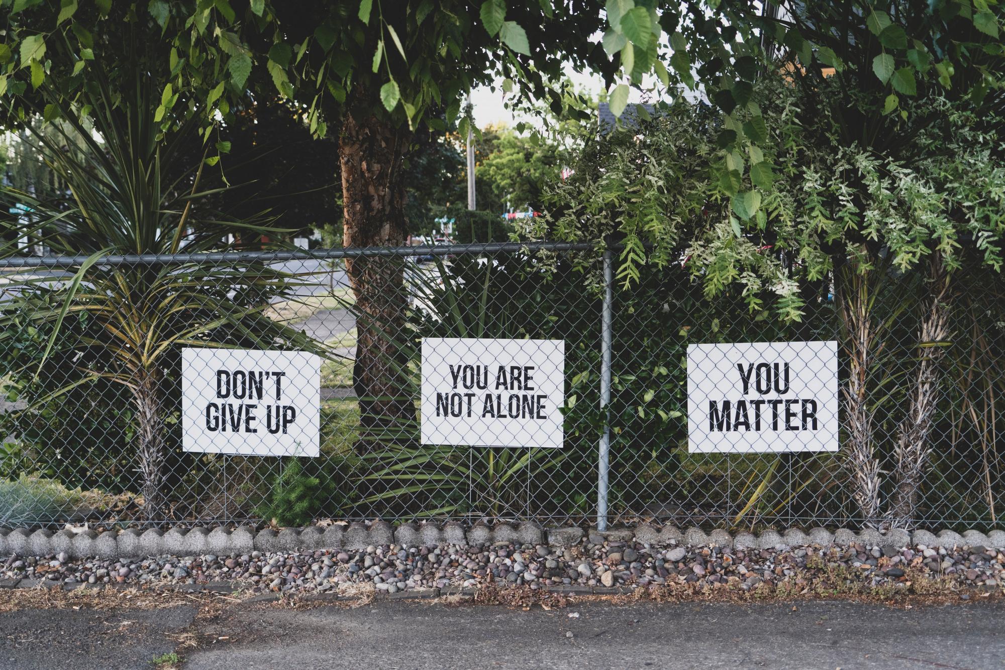 Image of mental health awareness signs.