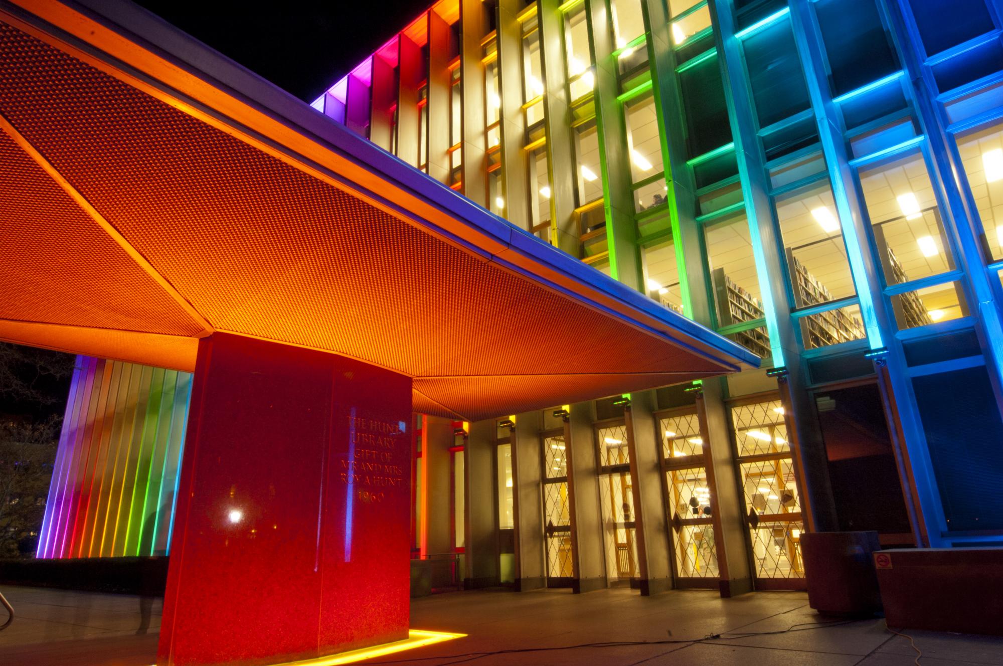 Hunt Library Rainbow lights