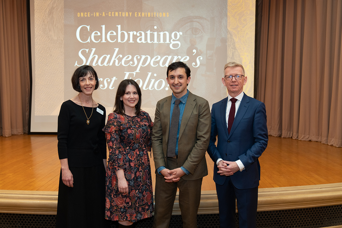 Dr. Lizzie Barker, Executive Director of The Frick Pittsburgh; Dawn Brean, Chief Curator and Director of Collections, The Frick Pittsburgh; Dr. Sam Lemley, Curator of Special Collections, University Libraries; Keith Webster, Helen & Henry Posner, Jr. Dean of the University Libraries.