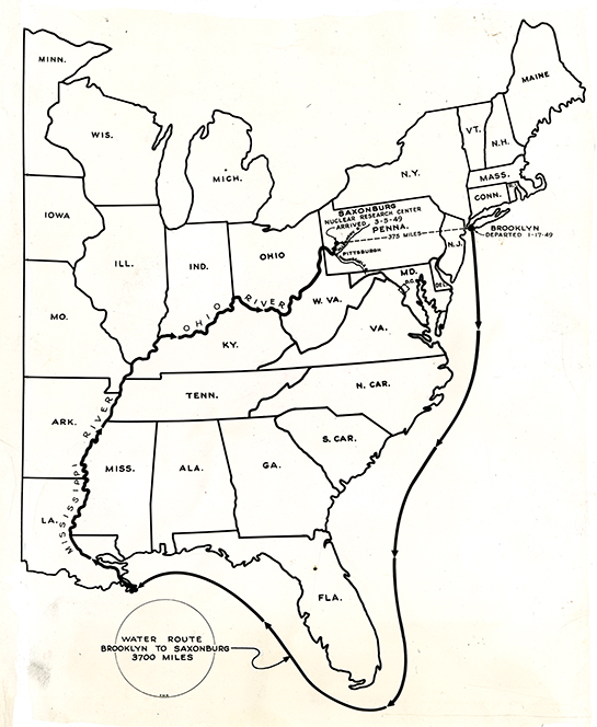 The route taken by the copper coils to the Nuclear Research Center.