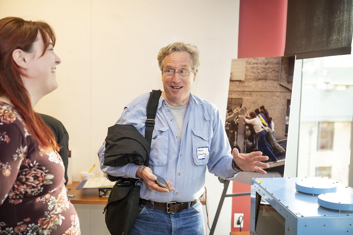 Kathleen Donahoe, Lead Archivist for The Robotics Project, and Kevin Dowling (MCS ‘83, CS ‘94, ‘97)