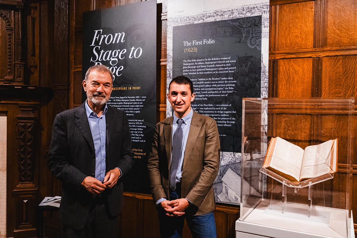 Greenblatt visits the "From Stage to Page" exhibit with Sam Lemley (photo credit: Seth Culp-Ressler, The Frick Pittsburgh)