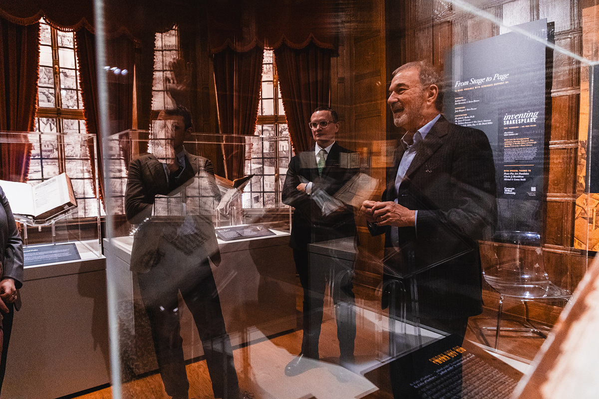 Greenblatt in the "From Stage to Page" exhibit with Sam Lemley and Stephen Wittek (photo credit: Seth Culp-Ressler, The Frick Pittsburgh)