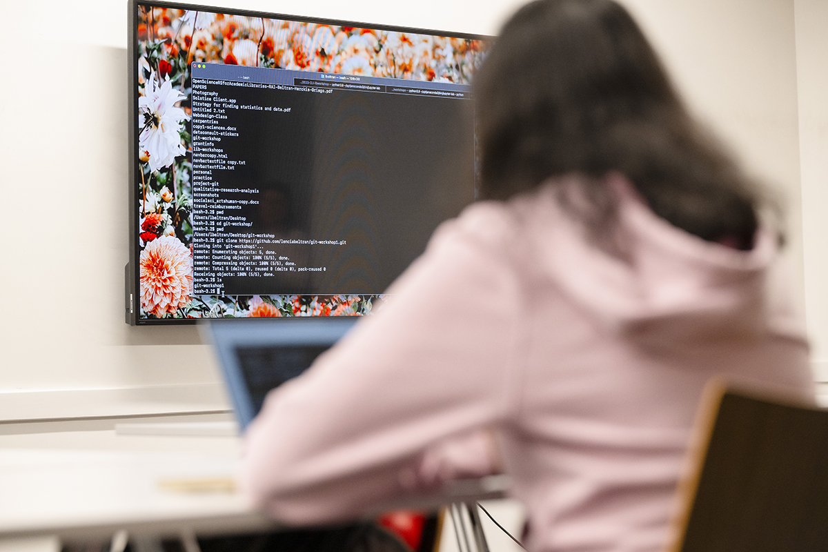 Student at a desktop during a workshop