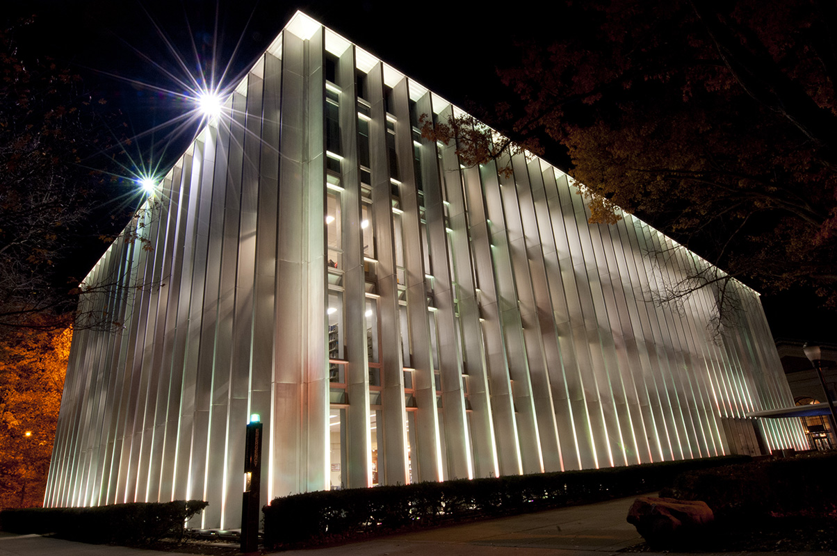 Hunt Library at night