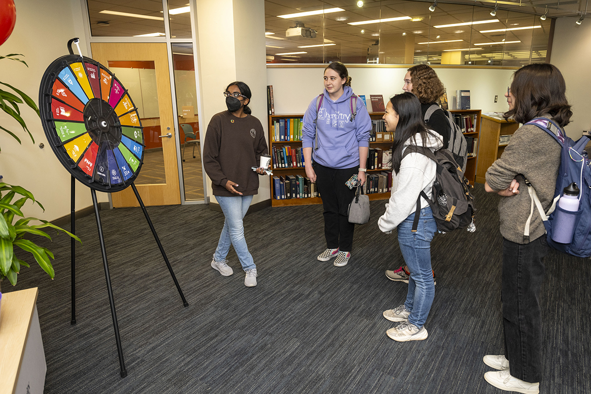 CMU students engaging with the Global Goals at the Sustainability Studio reopening.