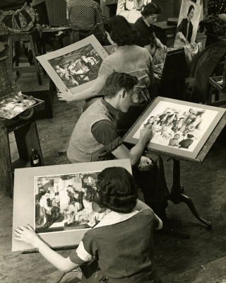 Vintage image of CMU art students.