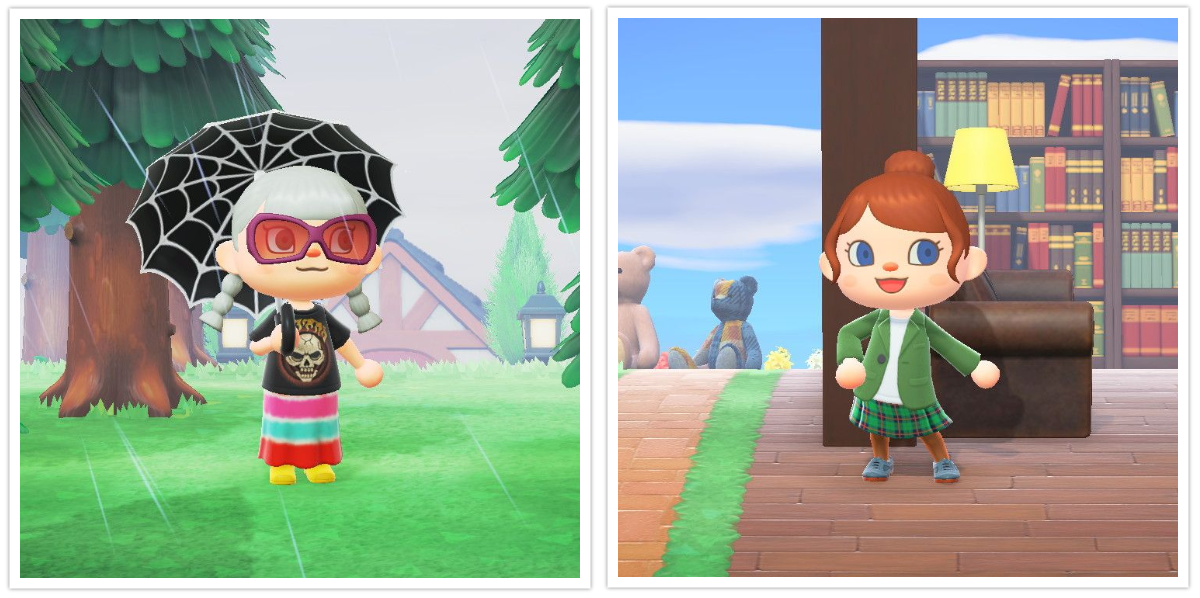 The Animal Crossing: New Horizons avatars of Lina (left) and Hannah (right)